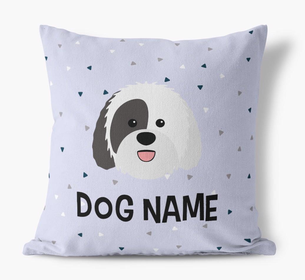 Triangle Pattern with {dogsName}'s Icon: Personalized Canvas Pillow