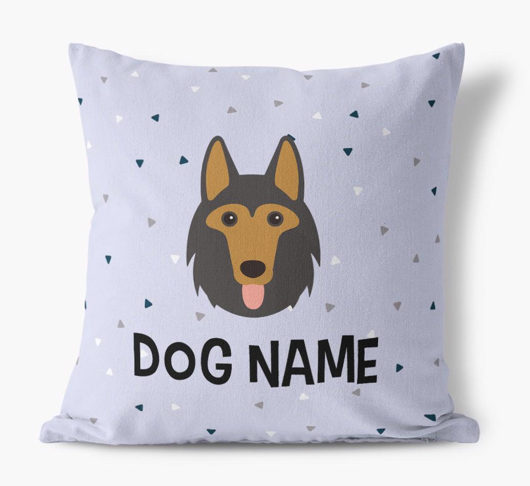 Triangle Pattern with {dogsName}'s Icon: Personalized Canvas Pillow