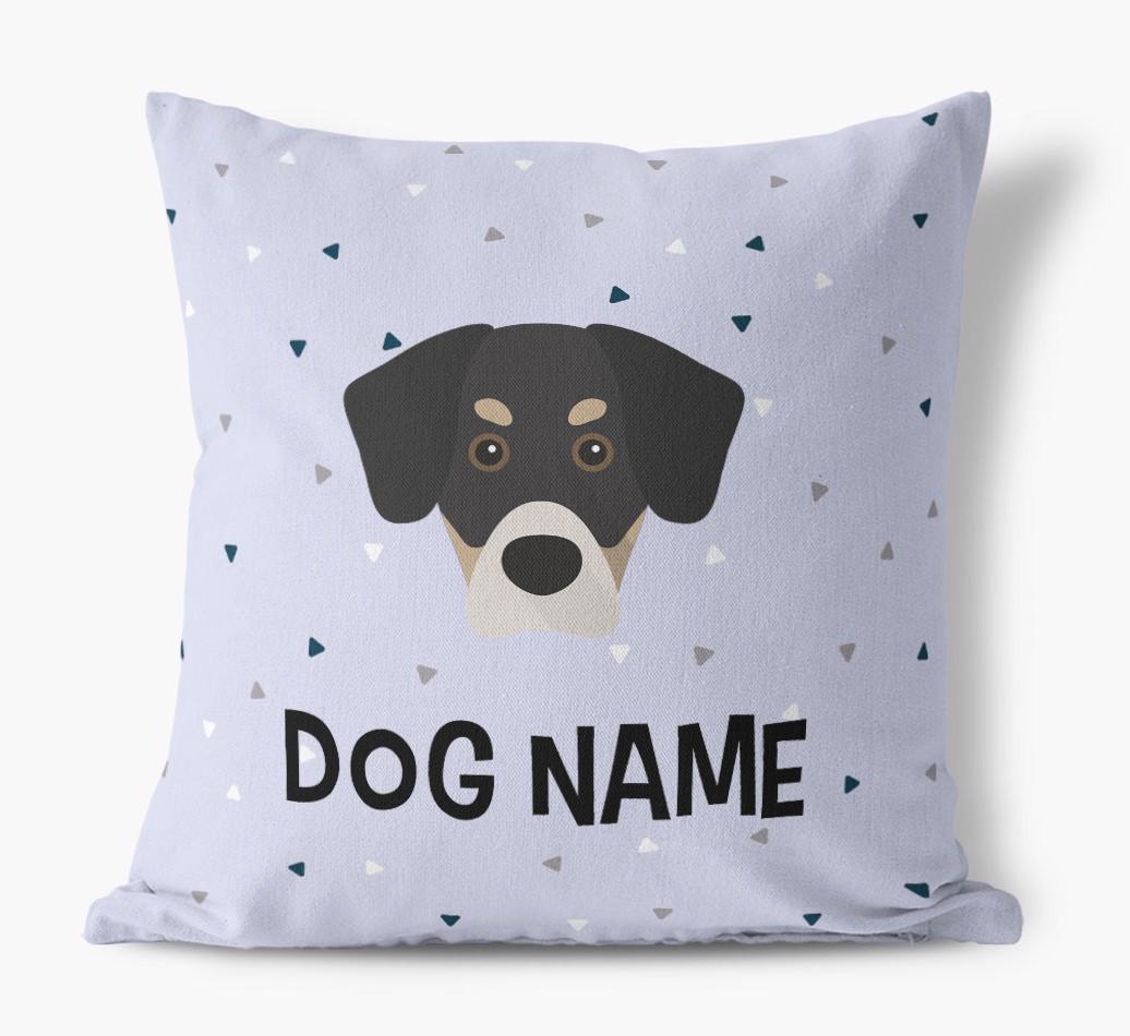 Triangle Pattern with {dogsName}'s Icon: Personalized Canvas Pillow
