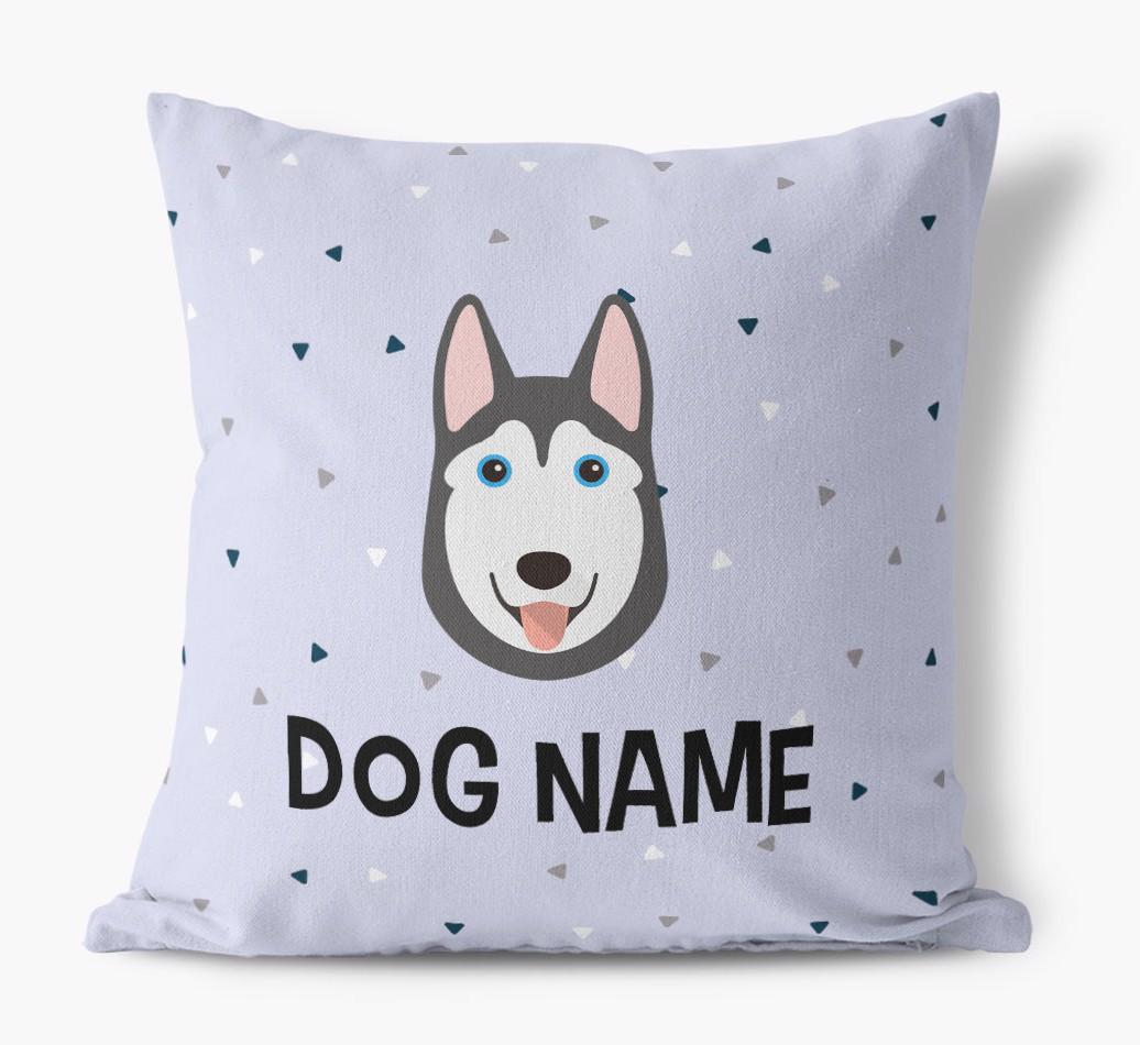 Triangle Pattern with {dogsName}'s Icon: Personalized Canvas Pillow