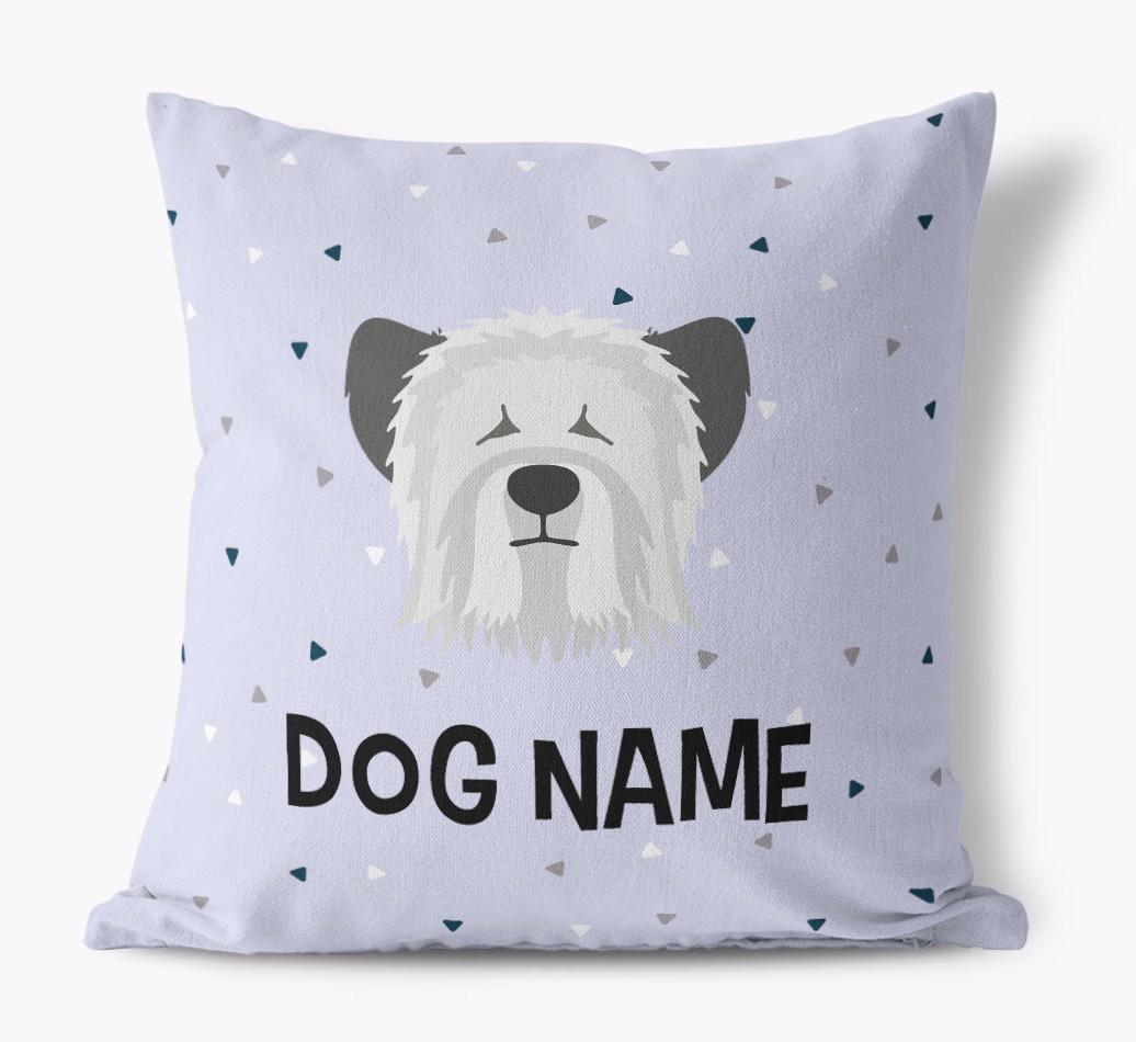 Triangle Pattern with {dogsName}'s Icon: Personalized Canvas Pillow