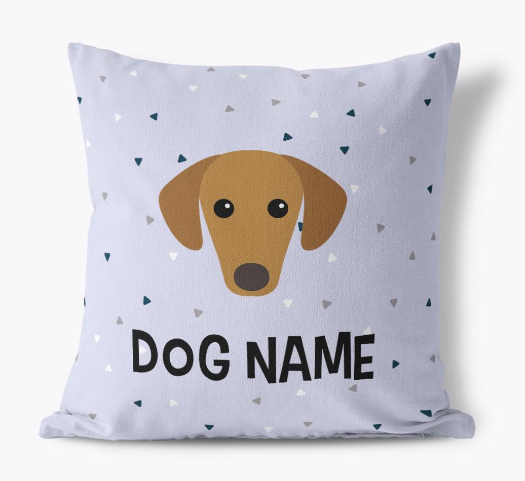 Triangle Pattern with {dogsName}'s Icon: Personalized Canvas Pillow
