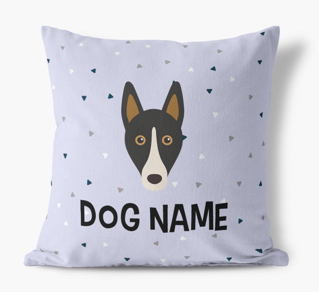 Triangle Pattern with {dogsName}'s Icon: Personalized Canvas Pillow