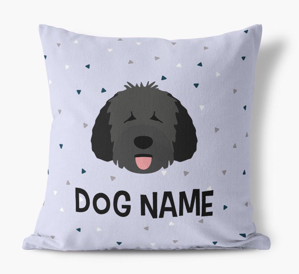 Triangle Pattern with {dogsName}'s Icon: Personalized Canvas Pillow