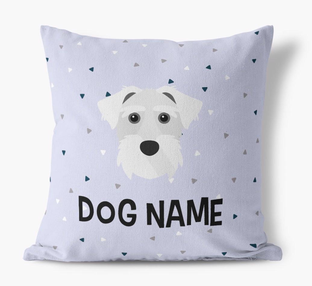 Triangle Pattern with {dogsName}'s Icon: Personalized Canvas Pillow