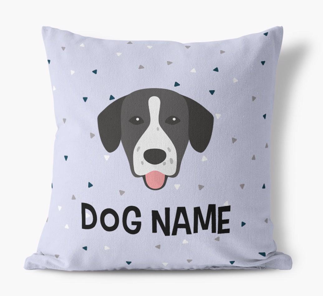 Triangle Pattern with {dogsName}'s Icon: Personalized Canvas Pillow