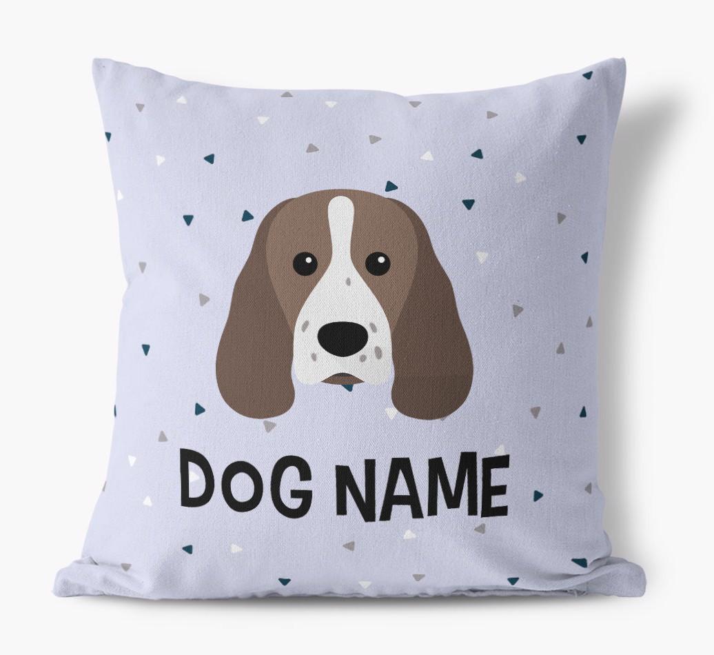 Triangle Pattern with {dogsName}'s Icon: Personalized Canvas Pillow