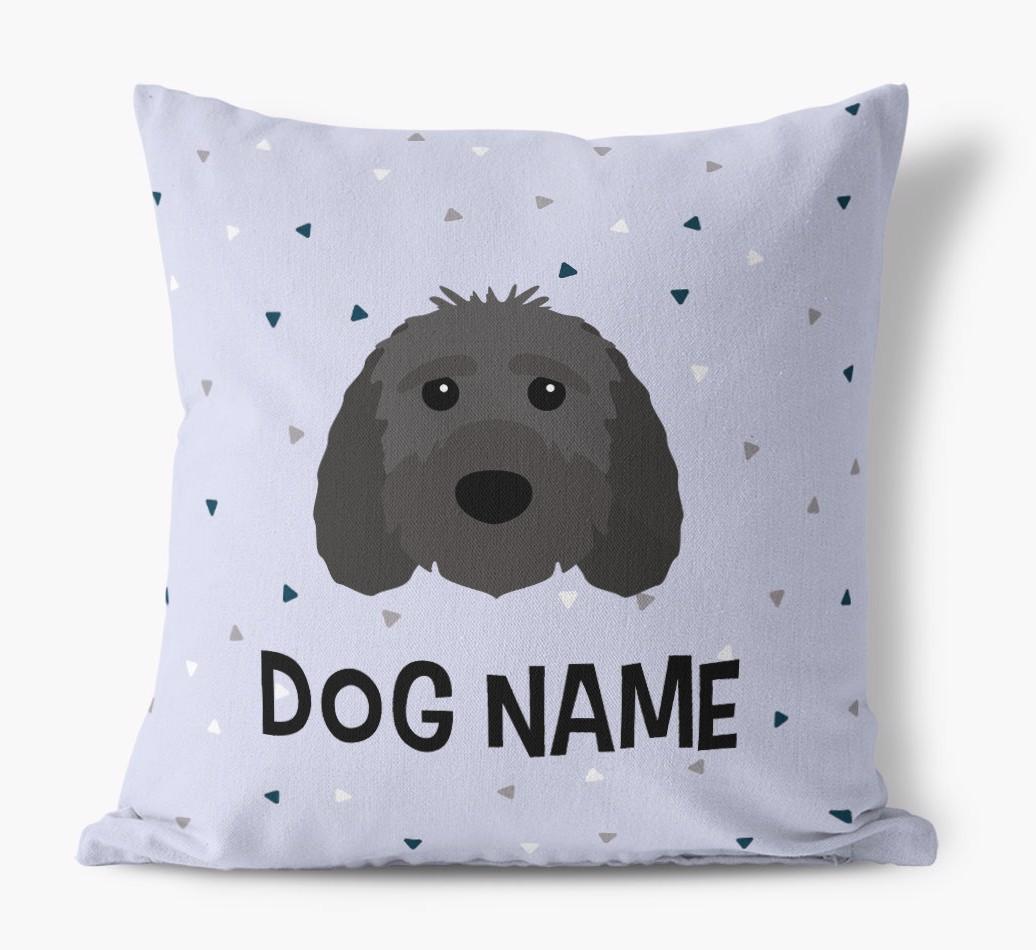 Triangle Pattern with {dogsName}'s Icon: Personalized Canvas Pillow