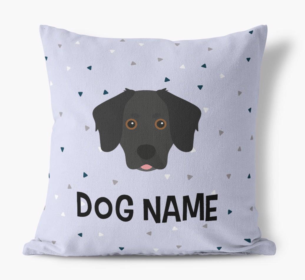 Triangle Pattern with {dogsName}'s Icon: Personalized Canvas Pillow