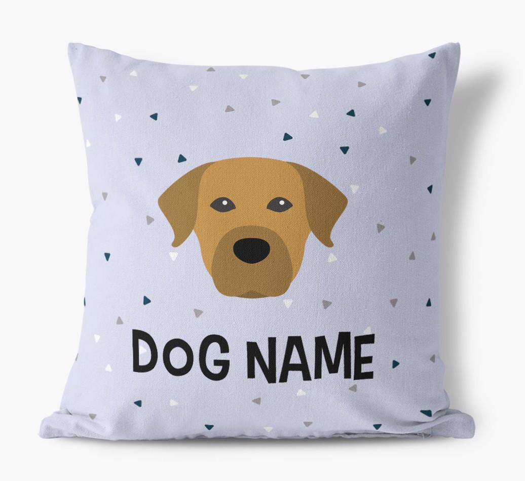Triangle Pattern with {dogsName}'s Icon: Personalized Canvas Pillow