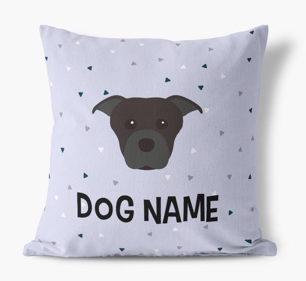 Triangle Pattern with {dogsName}'s Icon: Personalized Canvas Pillow