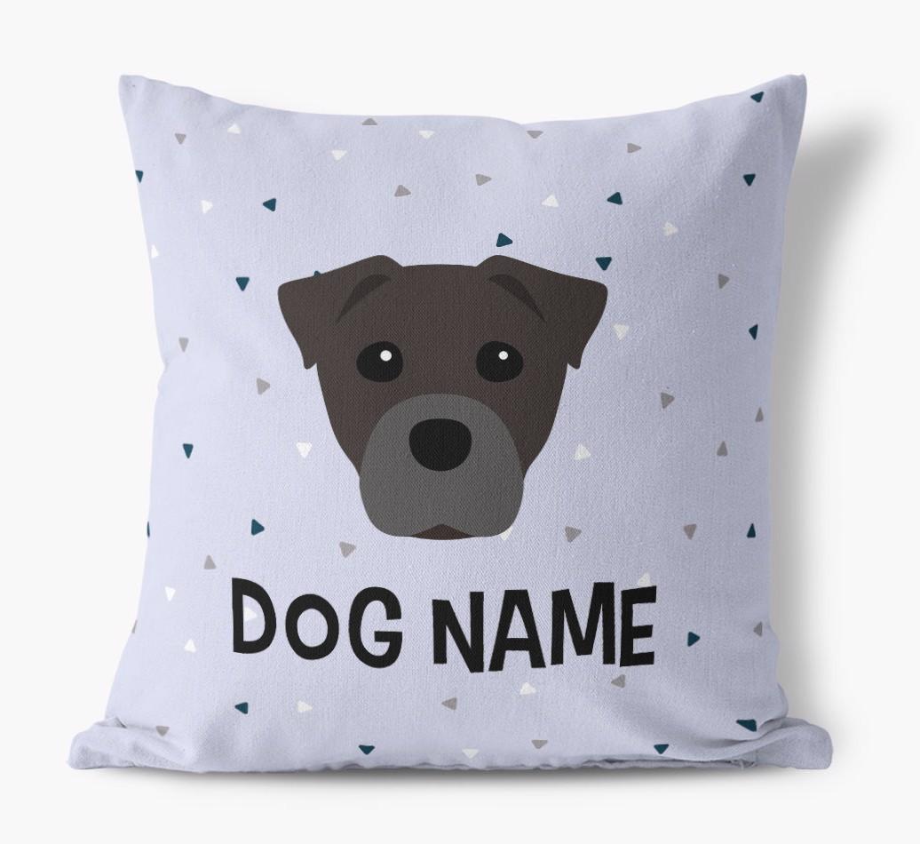 Triangle Pattern with {dogsName}'s Icon: Personalized Canvas Pillow