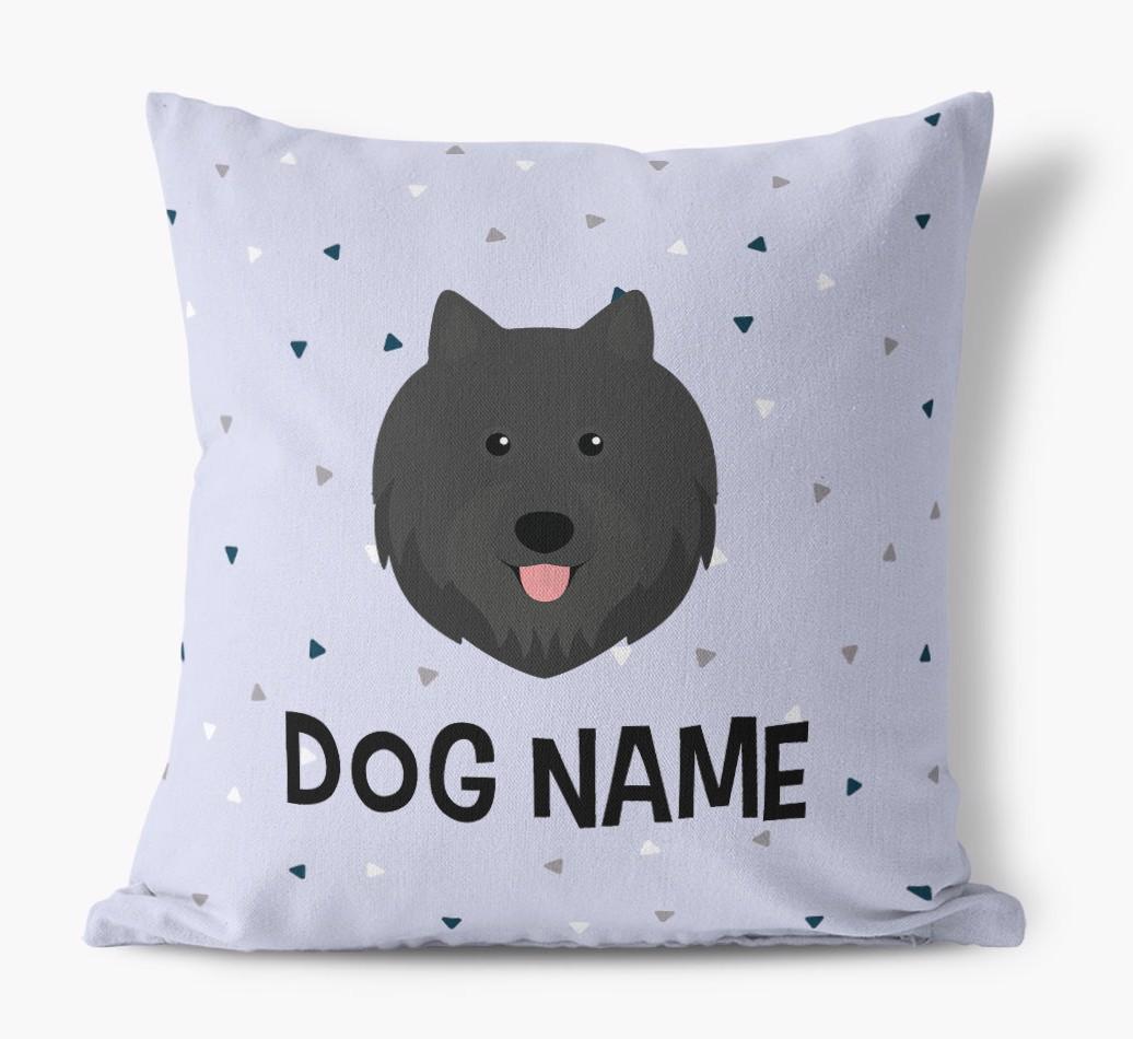 Triangle Pattern with {dogsName}'s Icon: Personalized Canvas Pillow