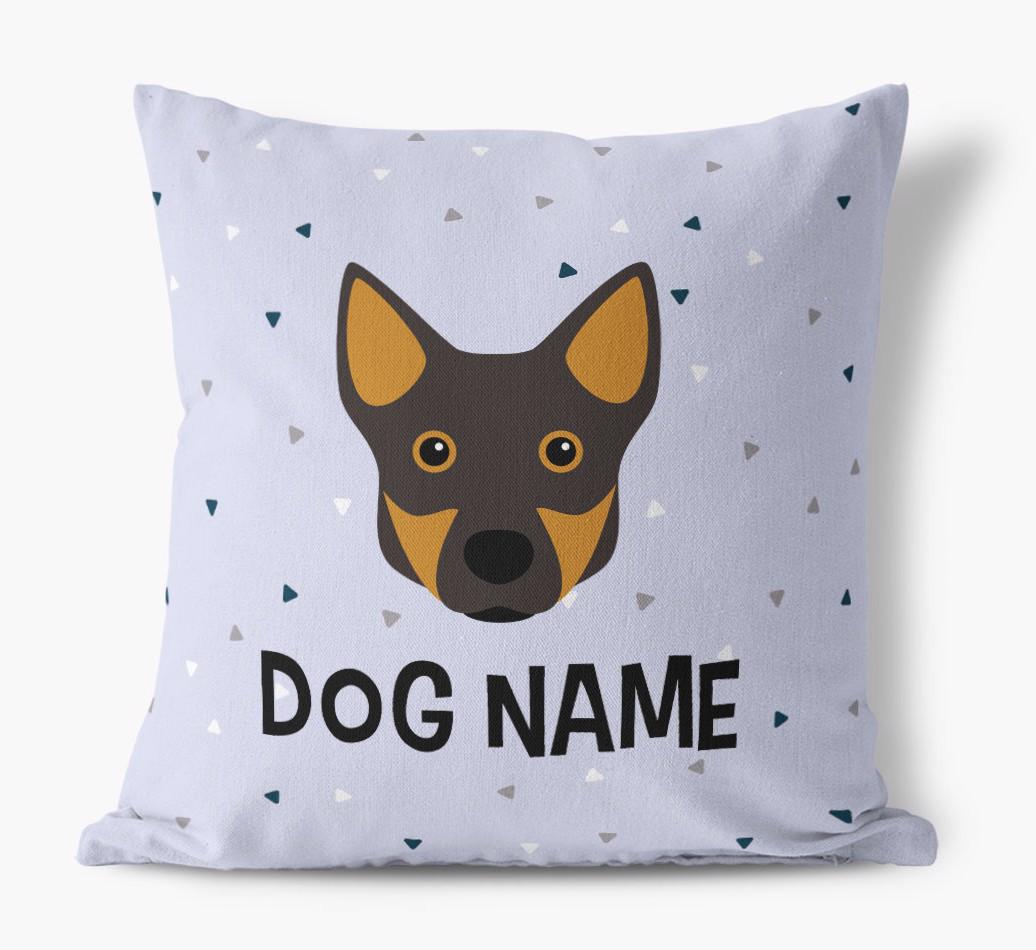 Triangle Pattern with {dogsName}'s Icon: Personalized Canvas Pillow