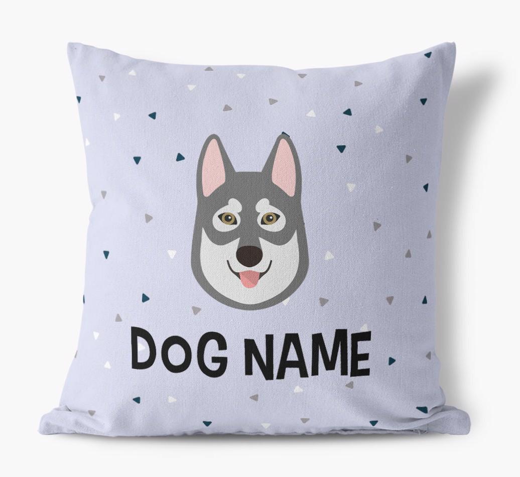 Triangle Pattern with {dogsName}'s Icon: Personalized Canvas Pillow