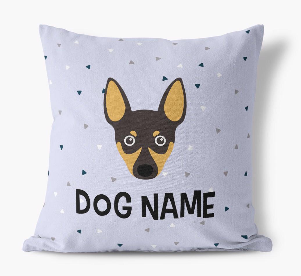 Triangle Pattern with {dogsName}'s Icon: Personalized Canvas Pillow