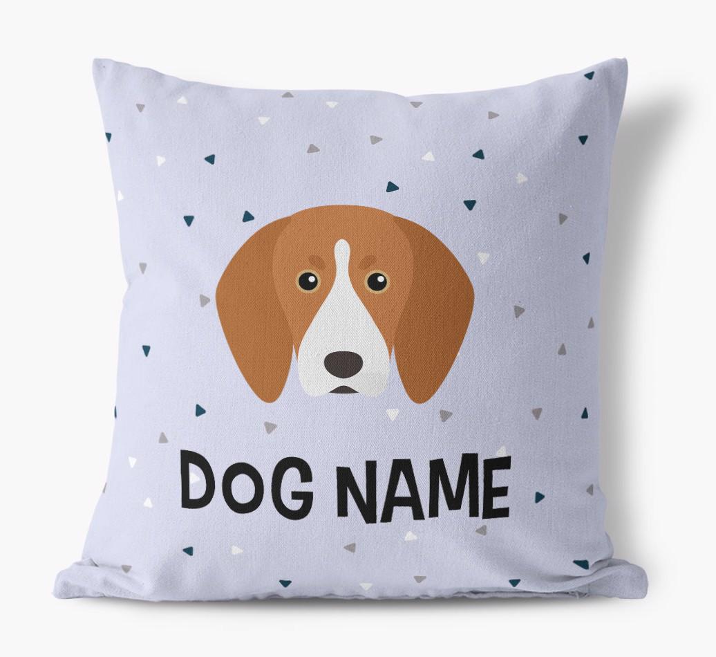 Triangle Pattern with {dogsName}'s Icon: Personalized Canvas Pillow