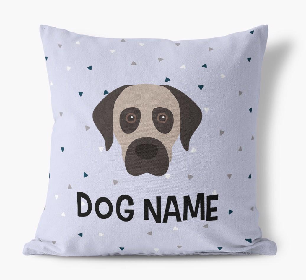 Triangle Pattern with {dogsName}'s Icon: Personalized Canvas Pillow