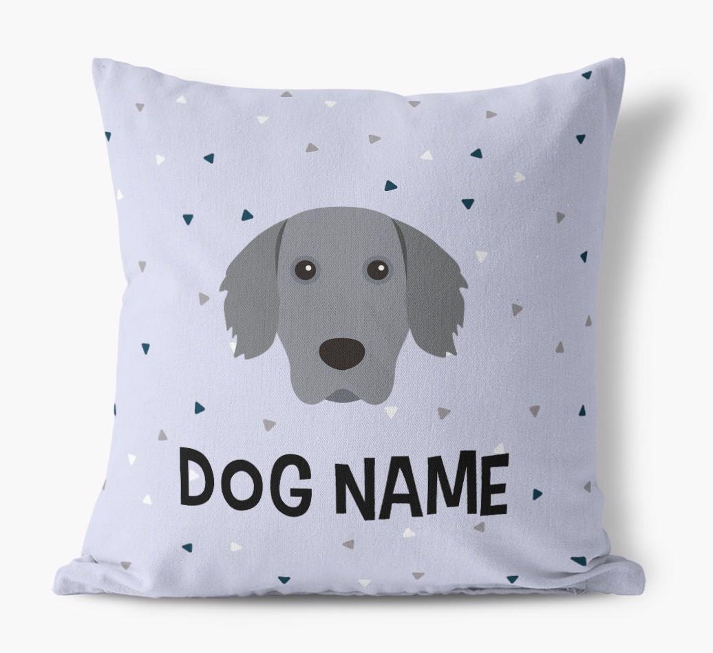 Triangle Pattern with {dogsName}'s Icon: Personalized Canvas Pillow