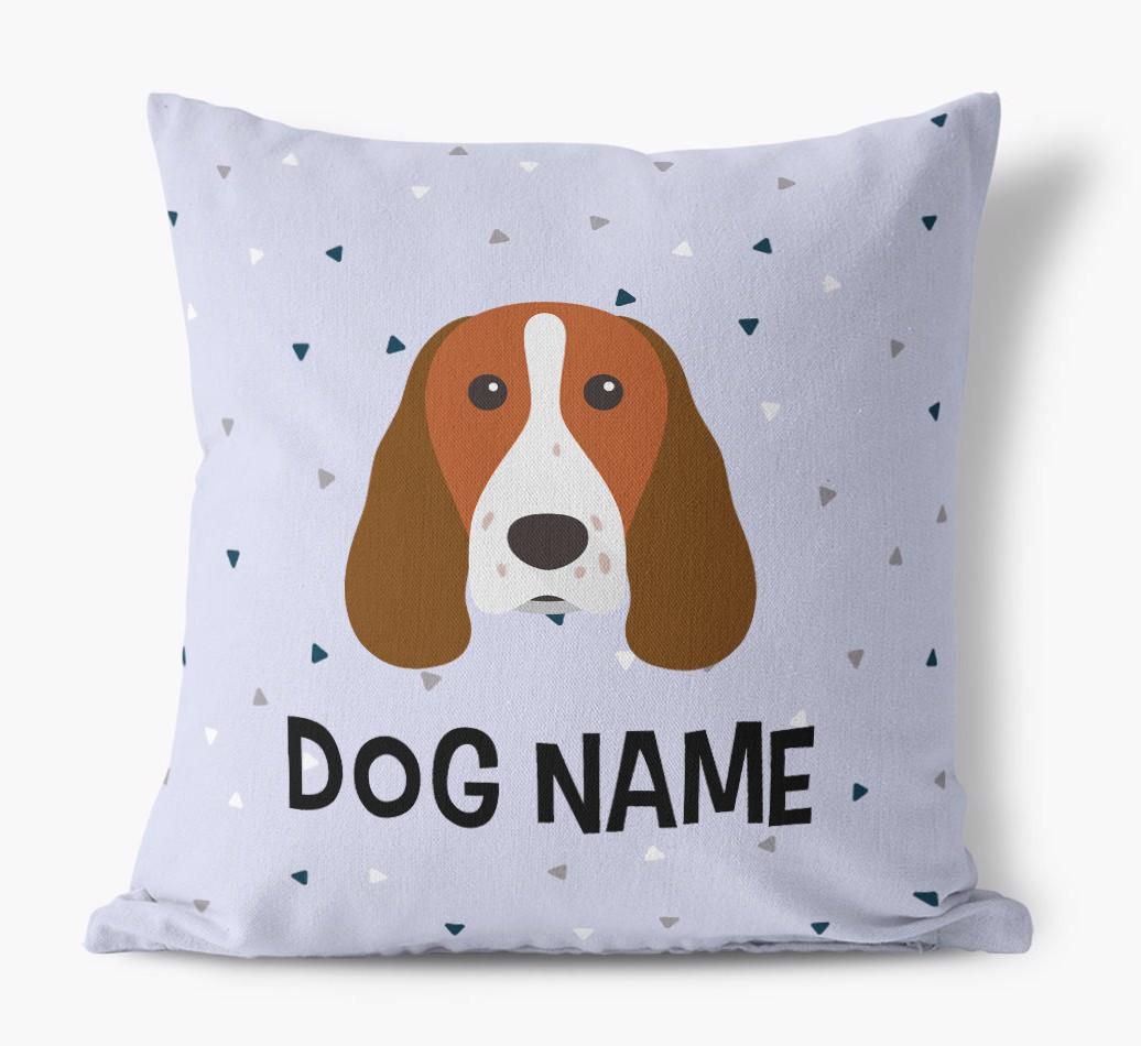 Triangle Pattern with {dogsName}'s Icon: Personalized Canvas Pillow