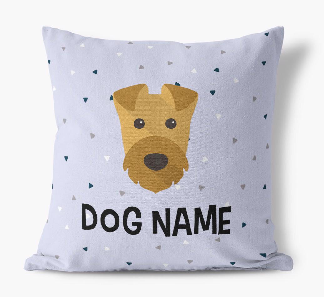 Triangle Pattern with {dogsName}'s Icon: Personalized Canvas Pillow