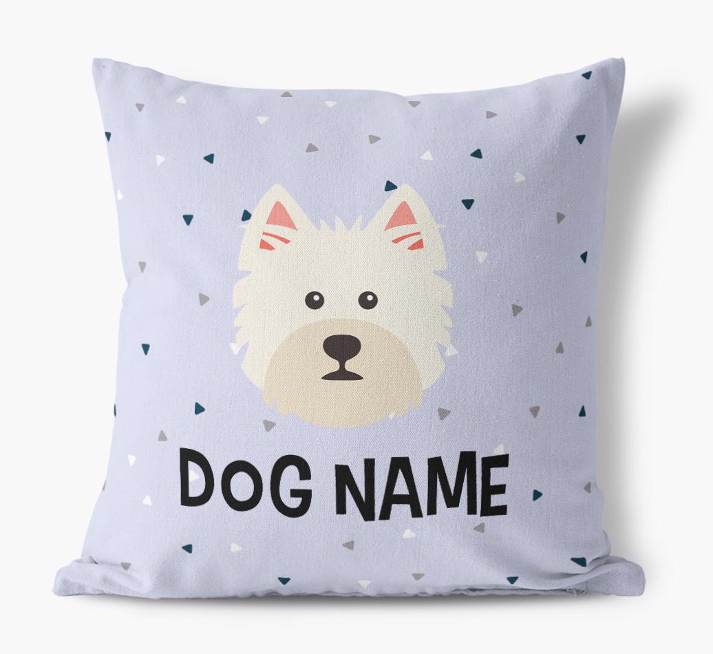 Triangle Pattern with {dogsName}'s Icon: Personalized Canvas Pillow