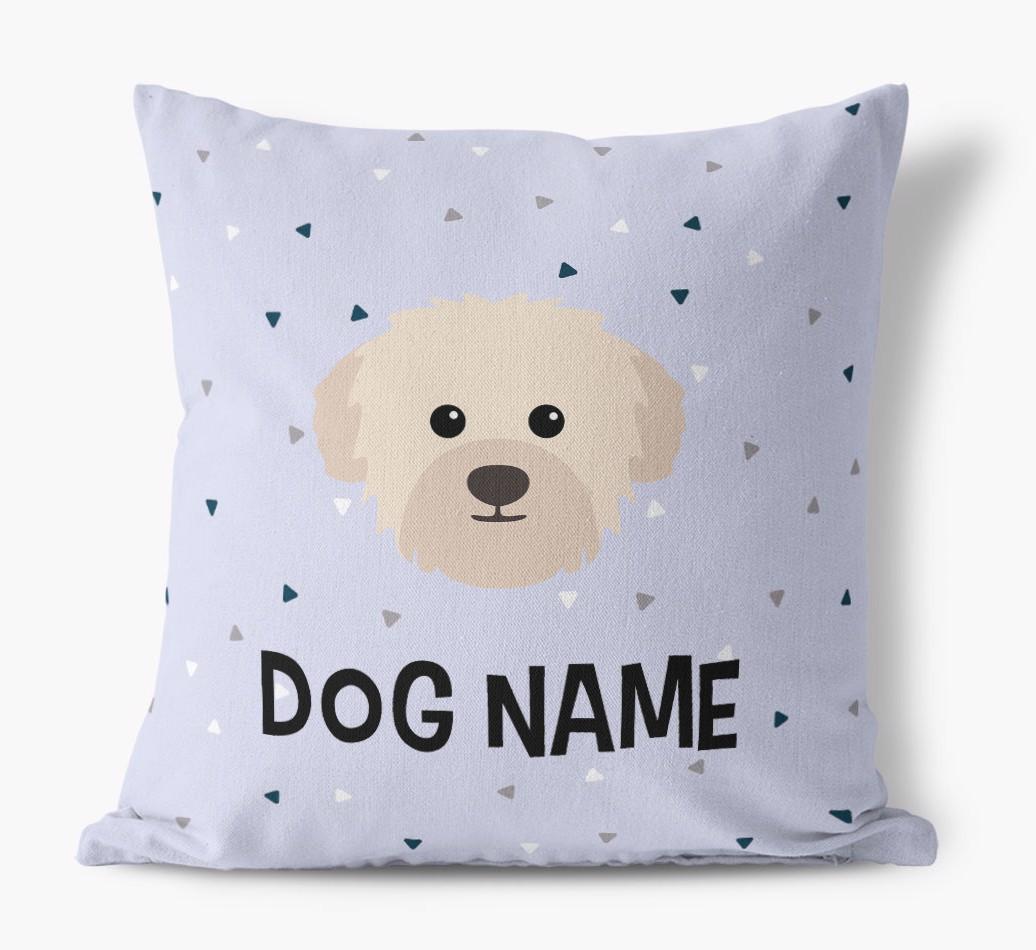 Triangle Pattern with {dogsName}'s Icon: Personalized Canvas Pillow