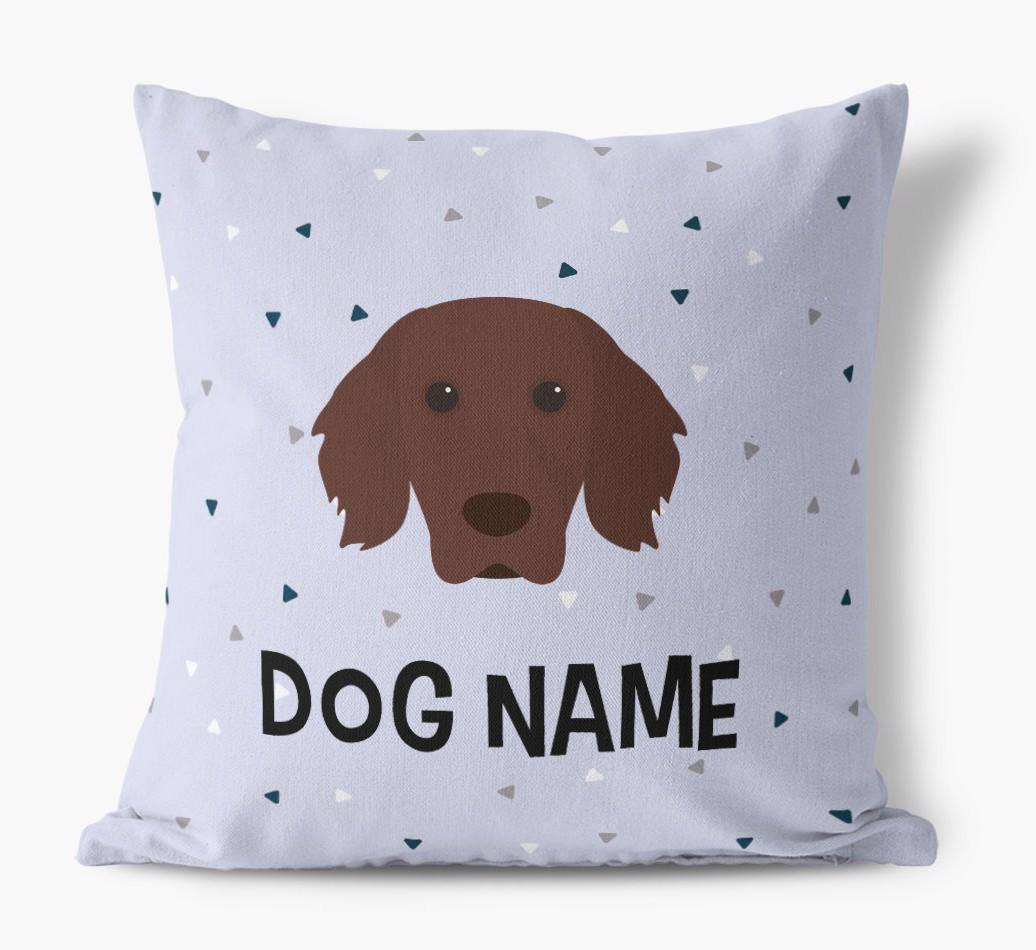 Triangle Pattern with {dogsName}'s Icon: Personalized Canvas Pillow