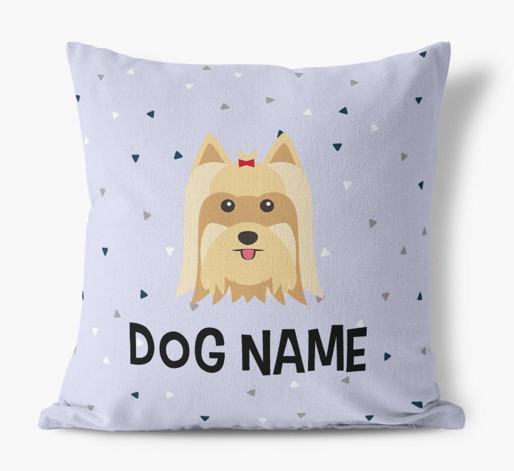 Triangle Pattern with {dogsName}'s Icon: Personalized Canvas Pillow