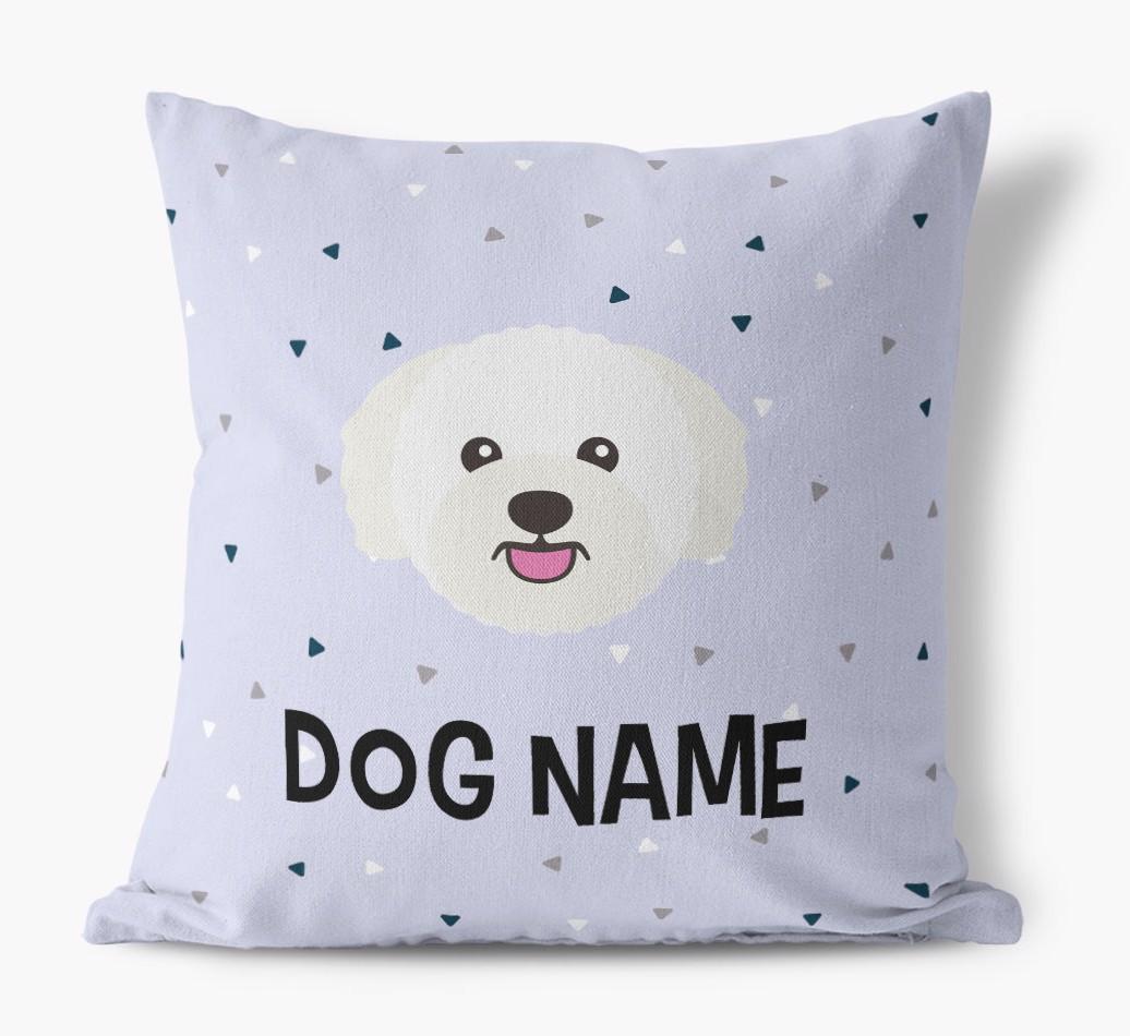 Triangle Pattern with {dogsName}'s Icon: Personalized Canvas Pillow