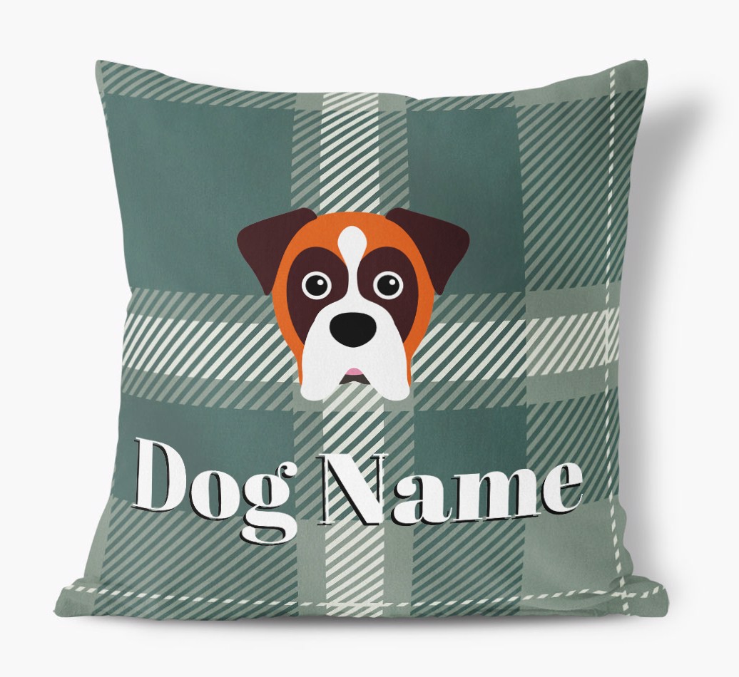 Tartan Pattern: Personalised {breedFullName} Soft Touch Cushion