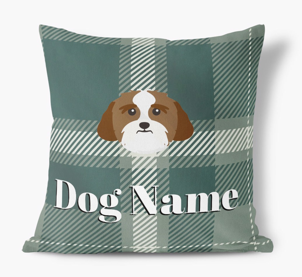 Tartan Pattern: Personalised {breedFullName} Soft Touch Cushion