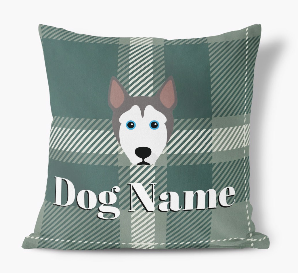 Tartan Pattern: Personalised {breedFullName} Soft Touch Cushion