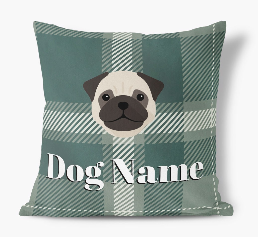 Tartan Pattern: Personalised {breedFullName} Soft Touch Cushion