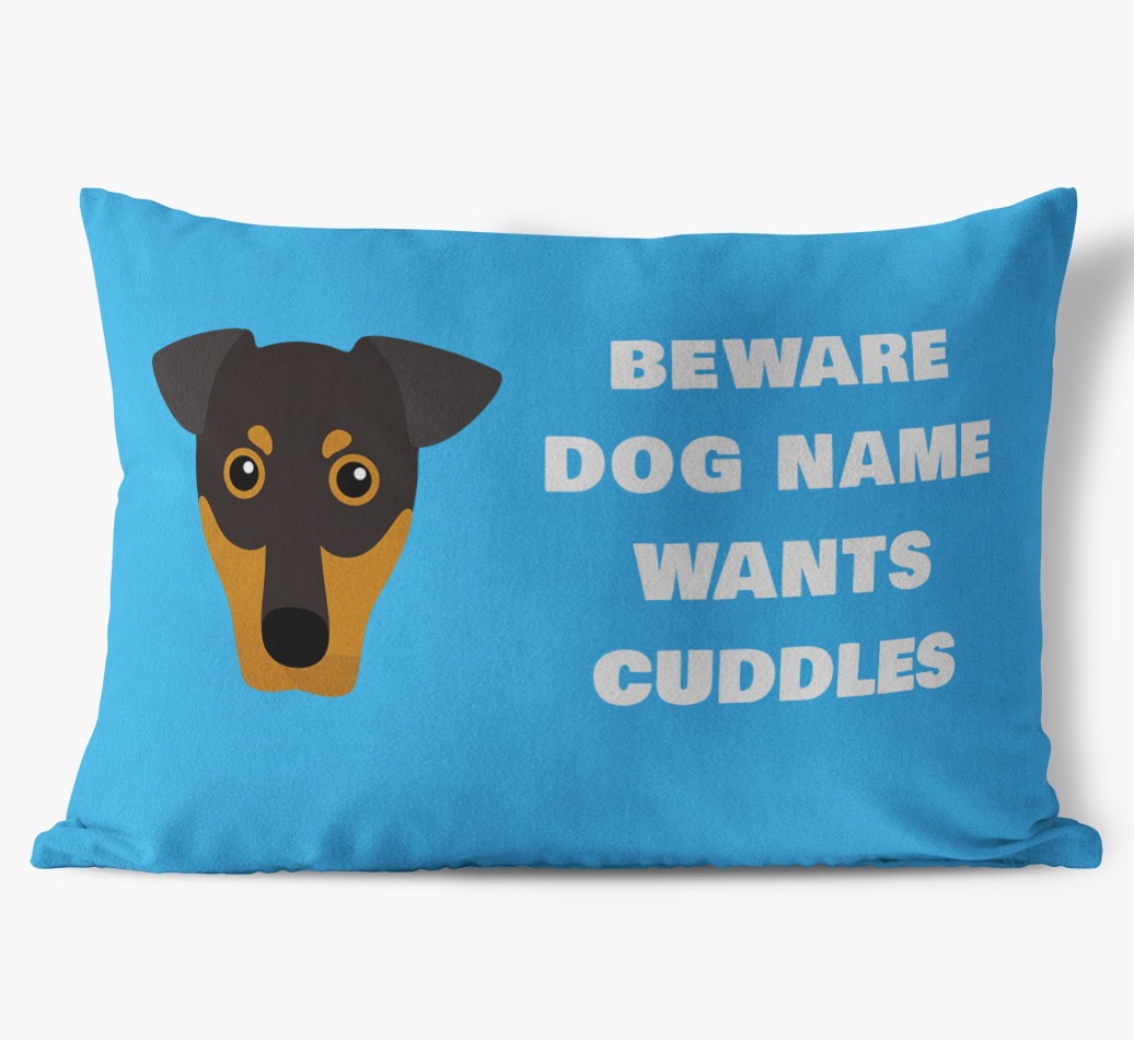 Beware of Cuddles: Personalized {breedFullName} Soft Touch Pillow