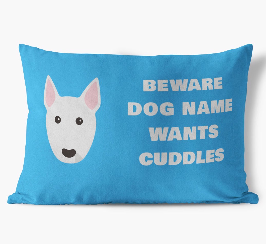 Beware of Cuddles: Personalized {breedFullName} Soft Touch Pillow