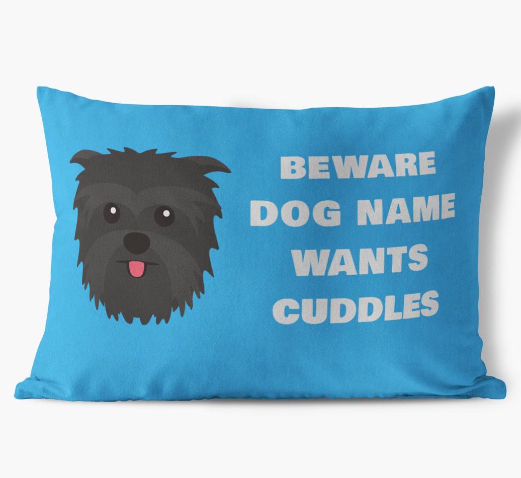 Beware of Cuddles: Personalized {breedFullName} Soft Touch Pillow
