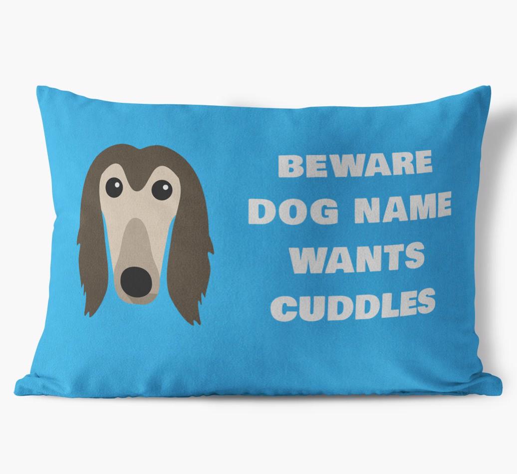 Beware of Cuddles: Personalized {breedFullName} Soft Touch Pillow