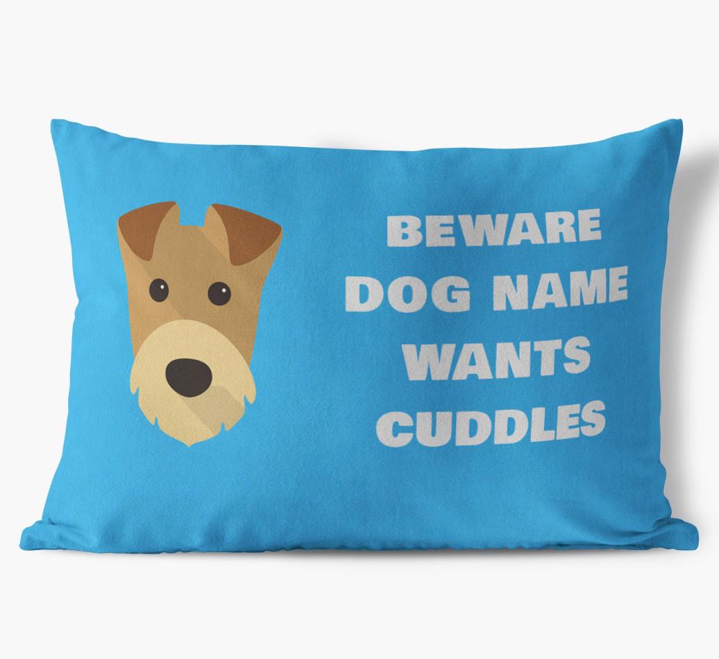 Beware of Cuddles: Personalized {breedFullName} Soft Touch Pillow