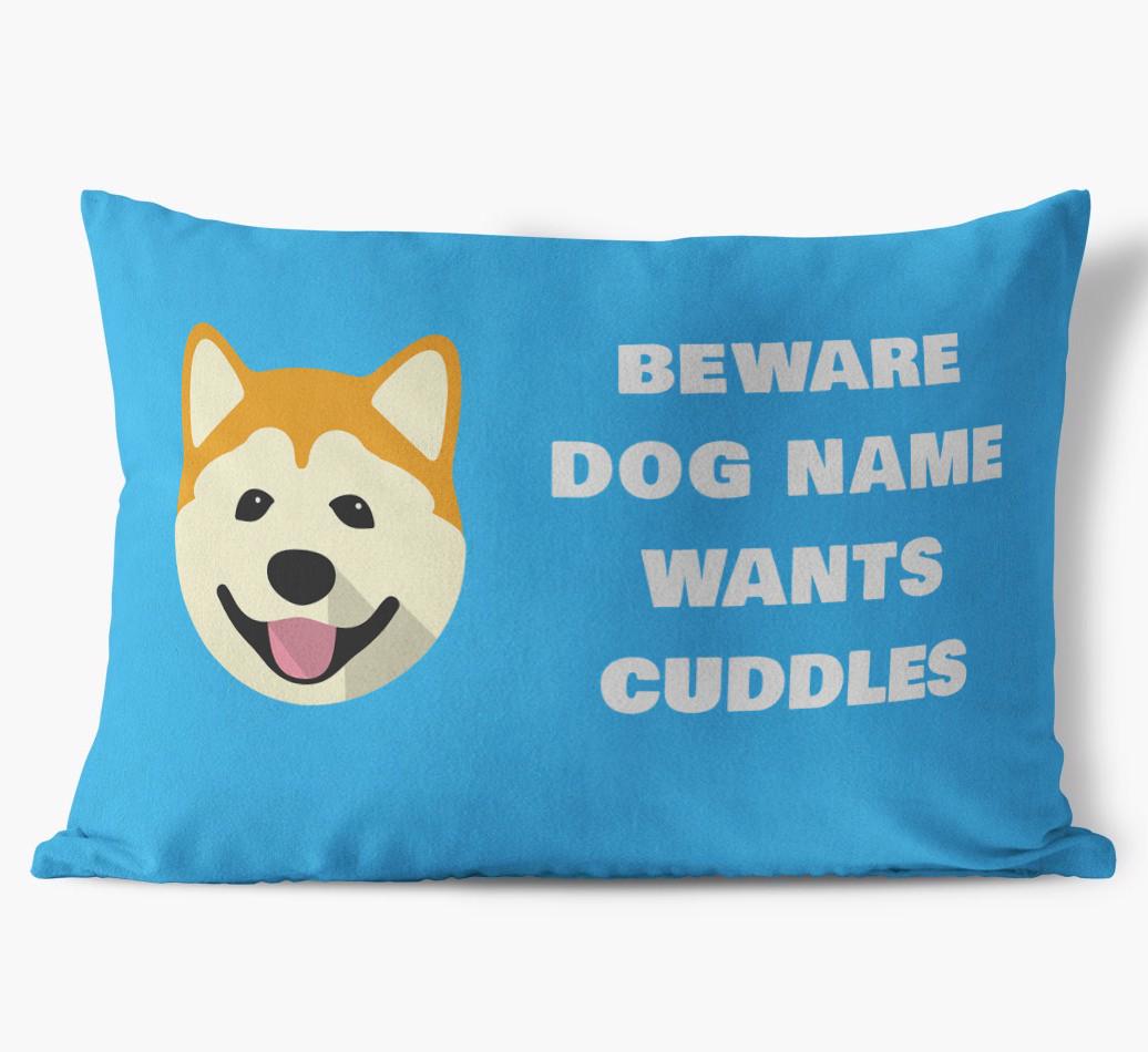 Beware of Cuddles: Personalized {breedFullName} Soft Touch Pillow