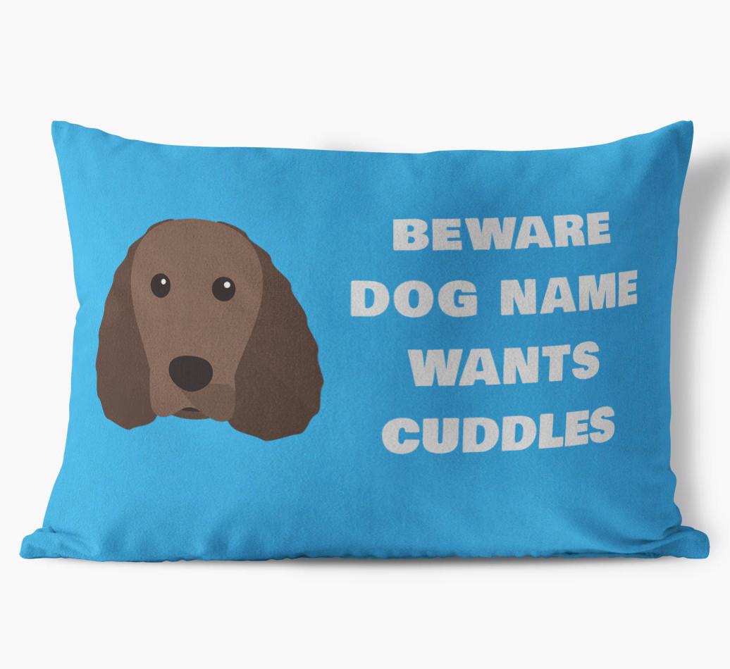 Beware of Cuddles: Personalized {breedFullName} Soft Touch Pillow