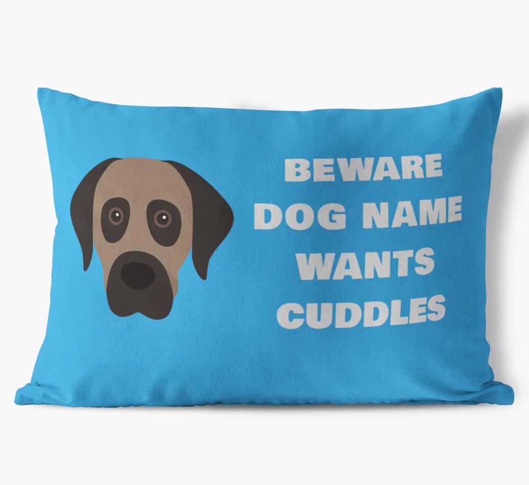 Beware of Cuddles: Personalized {breedFullName} Soft Touch Pillow