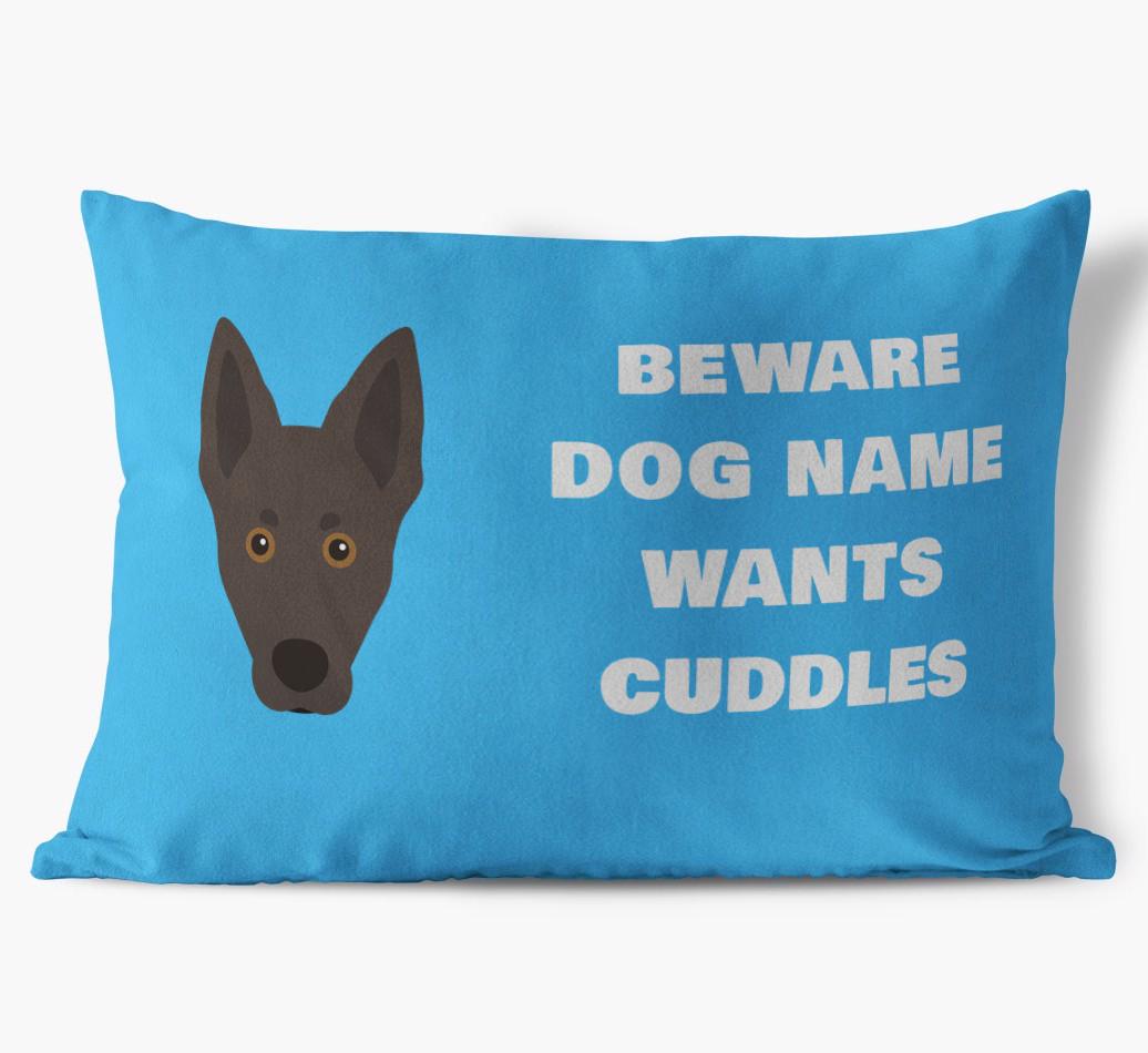 Beware of Cuddles: Personalized {breedFullName} Soft Touch Pillow