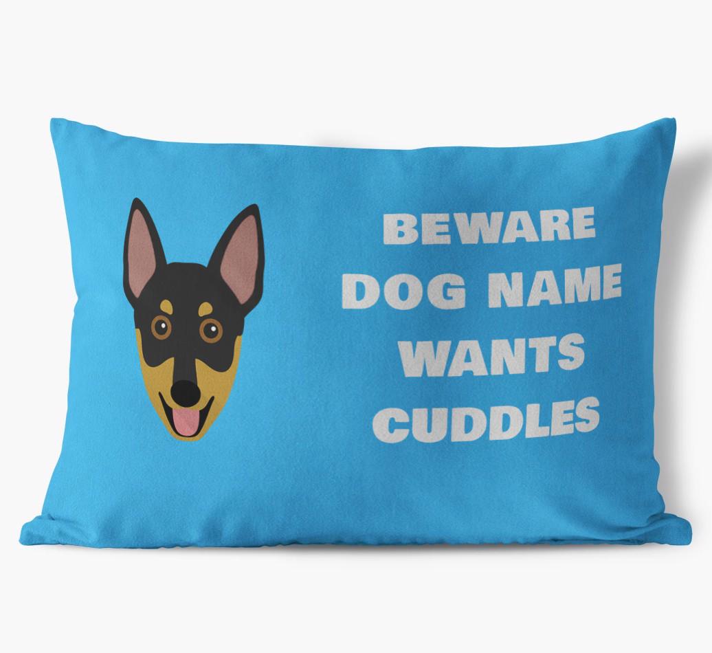 Beware of Cuddles: Personalized {breedFullName} Soft Touch Pillow