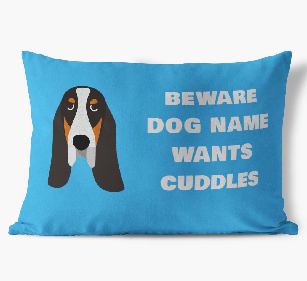 Beware of Cuddles: Personalized {breedFullName} Soft Touch Pillow