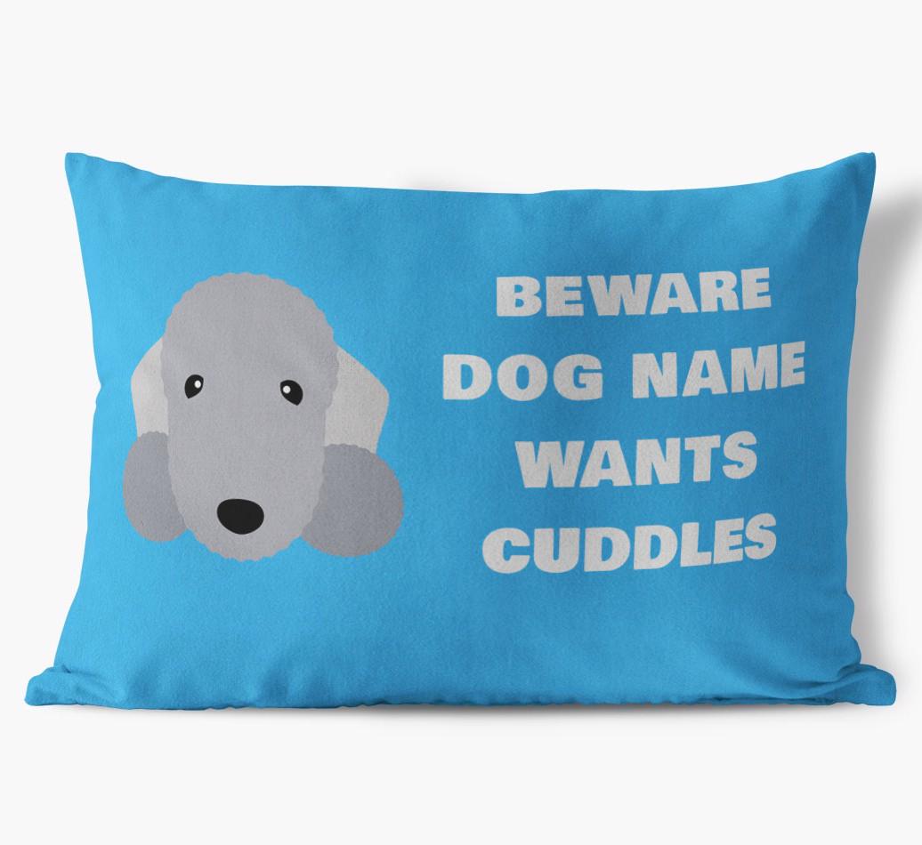 Beware of Cuddles: Personalized {breedFullName} Soft Touch Pillow