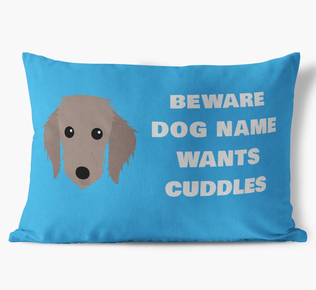 Beware of Cuddles: Personalized {breedFullName} Soft Touch Pillow