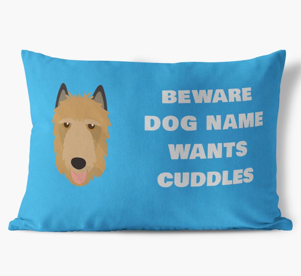 Beware of Cuddles: Personalized {breedFullName} Soft Touch Pillow