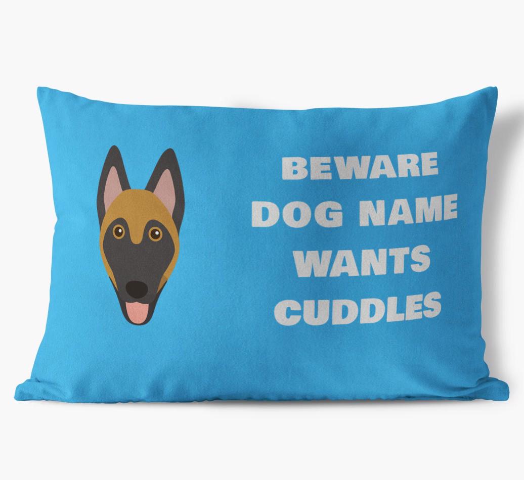 Beware of Cuddles: Personalized {breedFullName} Soft Touch Pillow