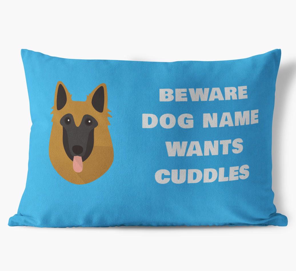 Beware of Cuddles: Personalized {breedFullName} Soft Touch Pillow